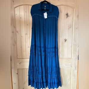 NWT Free People Indigo Appliqué Maxi Dress